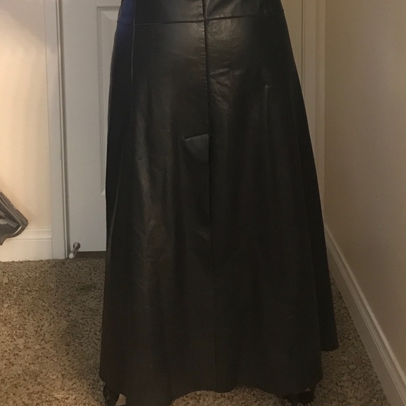 BCBG Corseted Full Length Leather Trench Coat - Picture 8 of 13